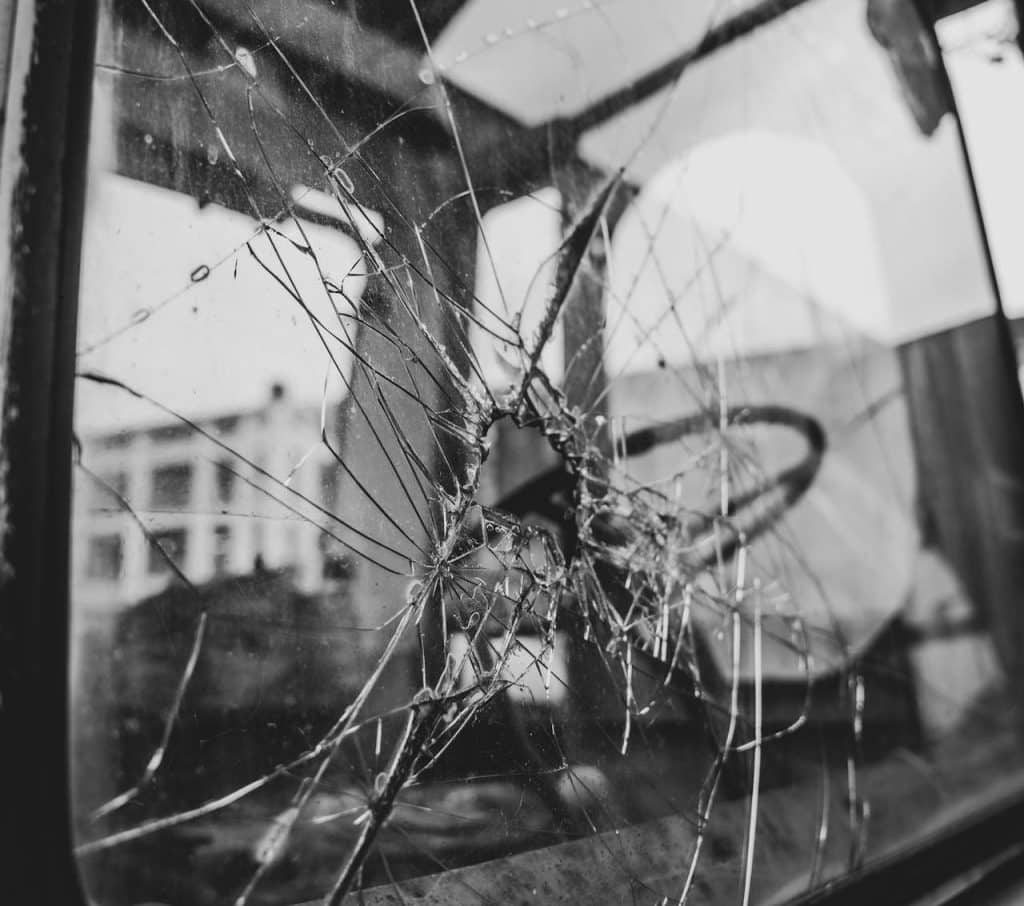 Driving with a cracked windshield.