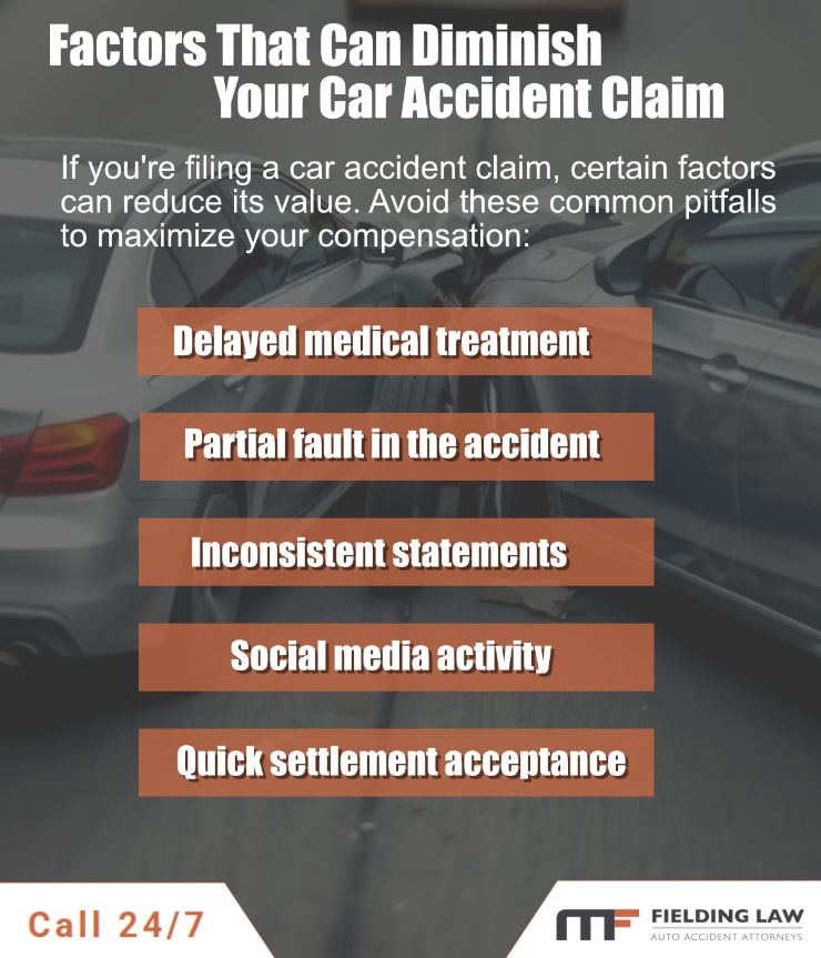 Factors that can diminish the value of your car accident claim.