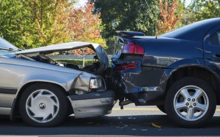 A rear-end collision