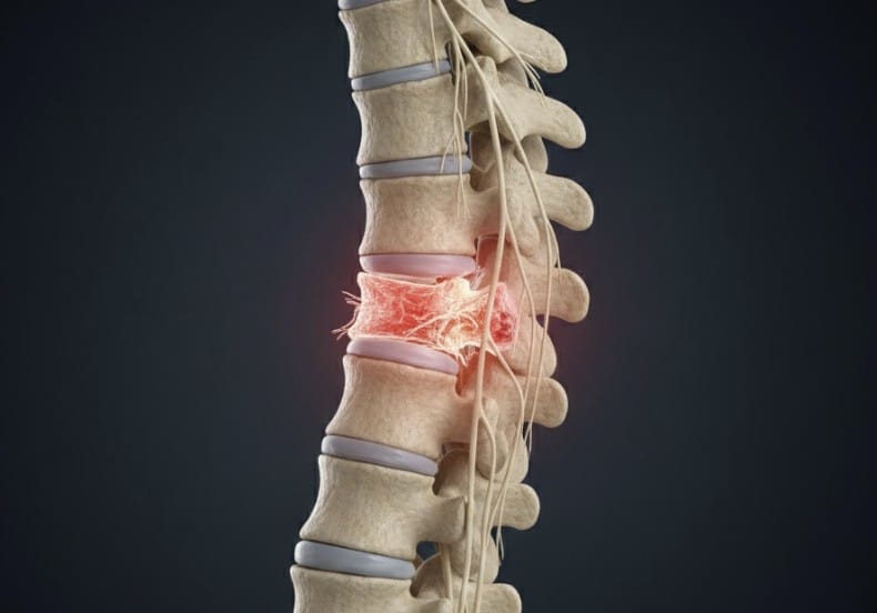 a human spine with a highlighted injury