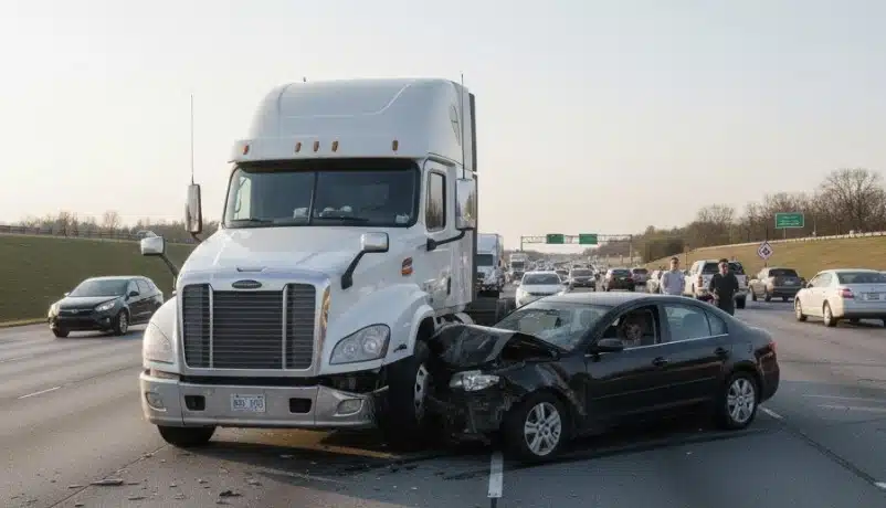 Truck accident scene